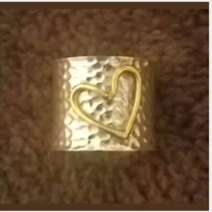 Wide hammered silver colored 6 1/4 ring